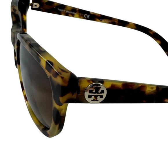 Tory Burch Sunglasses & Case Square Spotty Brown Tortoise Shell Frames TY7044 - Picture 3 of 9